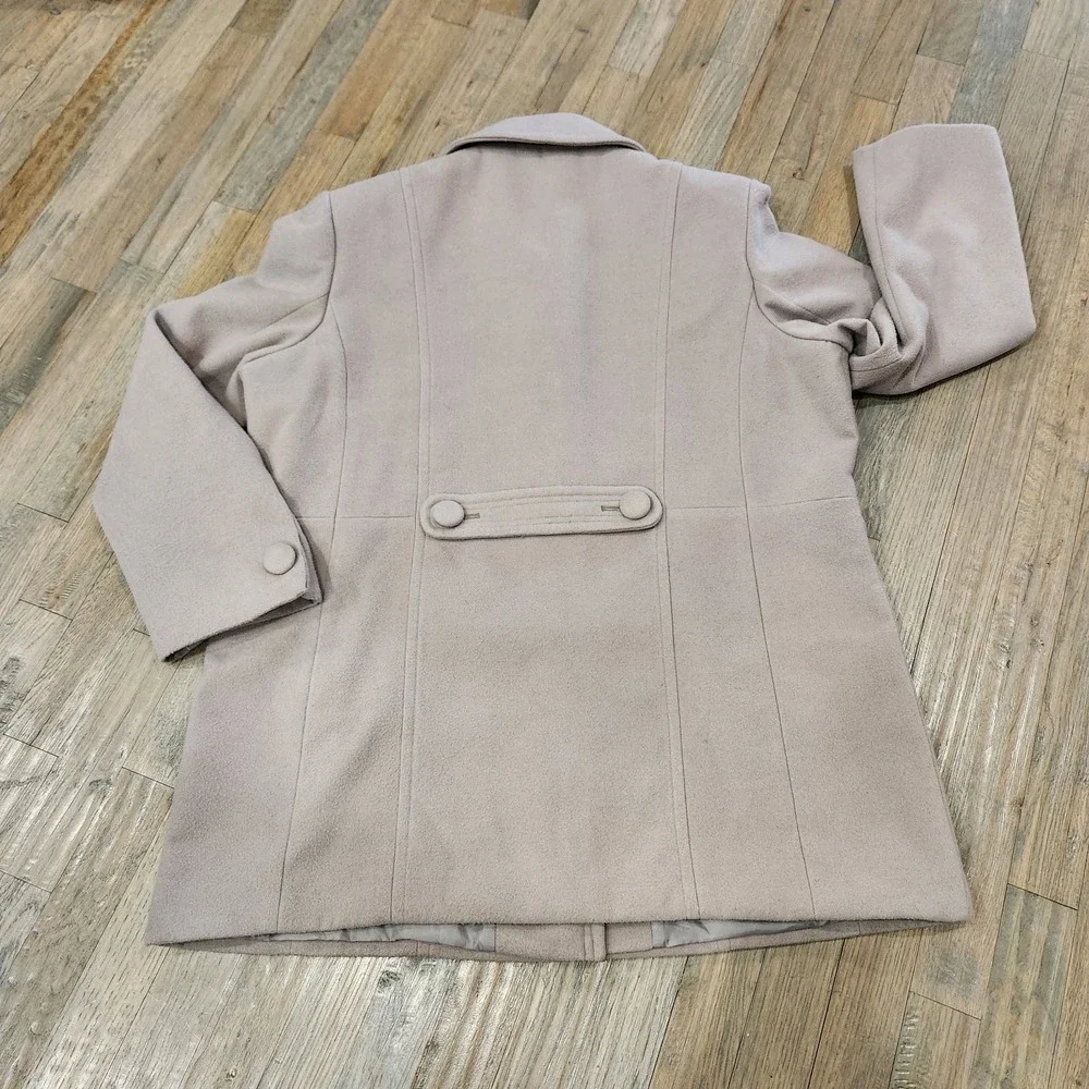 Damart Womens Size 18 Gray Beige‎ Taupe Pea Coat Warm Lined Jacket Well Made